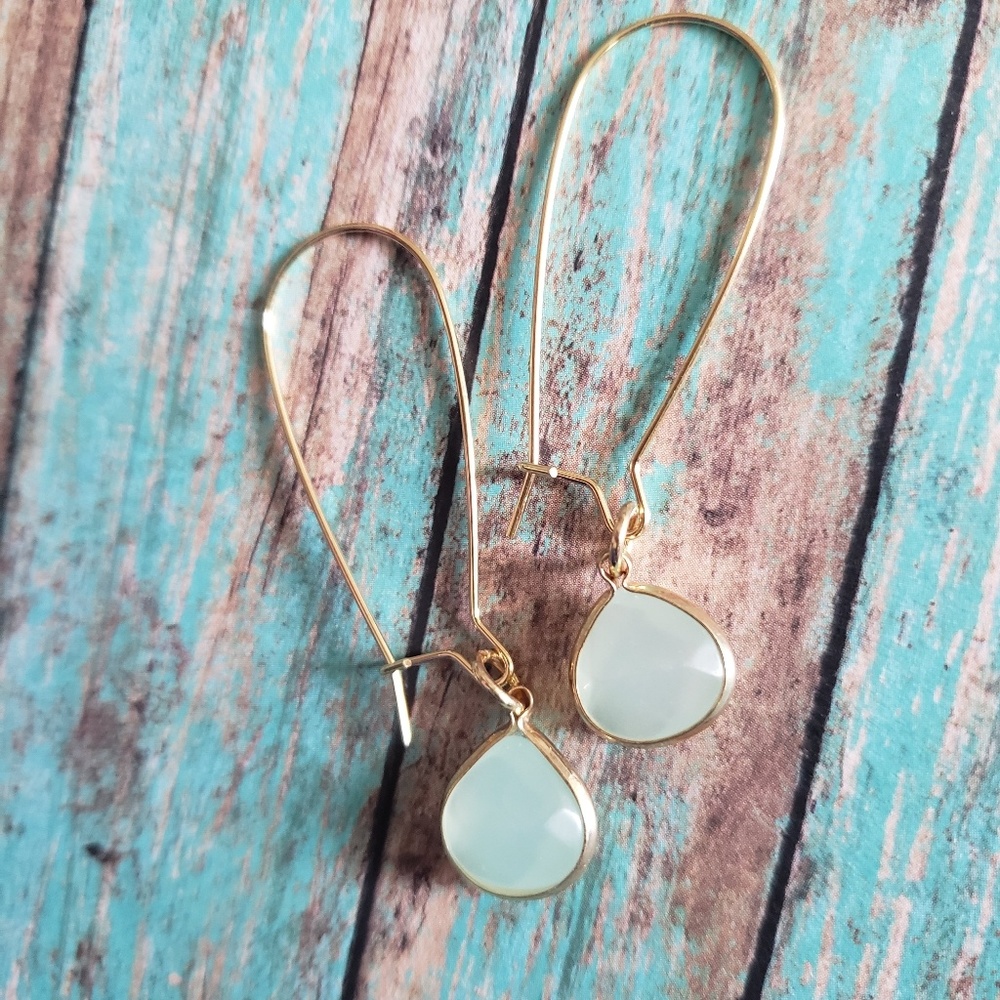 Teal stone drop earrings (handmade)